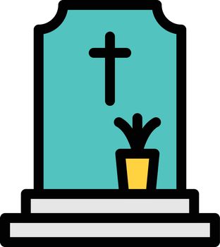 graveyard vector color line icon