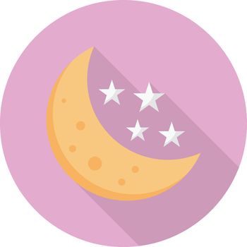 stars moon vector flat colour icon