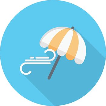 umbrella wind vector flat colour icon