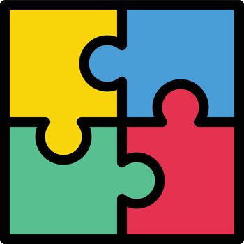 puzzle vector color line icon