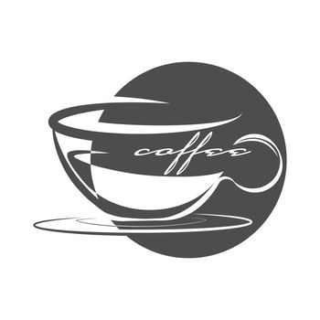 cup of coffee. Vector template for logo, emblem or sticker, isolated on a white background. Flat style.
