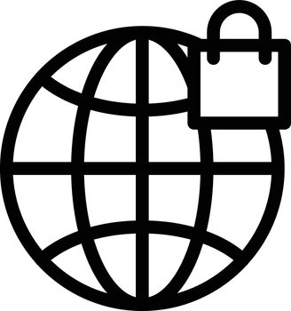 global lock vector thin line icon