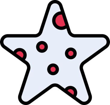 starfish vector line colour icon
