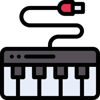 electrical piano vector line colour icon
