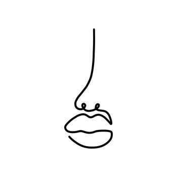 One line drawing woman face. Continious aesthetic line portrait. Vector line art logo.