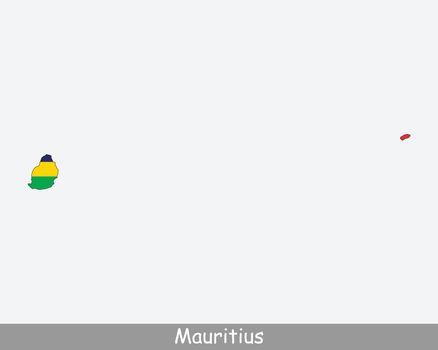 Mauritius Map Flag. Map of the Republic of Mauritius with the Mauritian national flag isolated on white background. Vector Illustration.