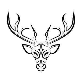Black and white line art of deer head. Good use for symbol, mascot, icon, avatar, tattoo, T Shirt design, logo or any design you want.