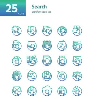 Search gradient icon set. Vector and Illustration.