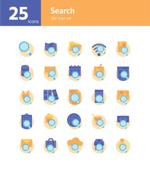 Search flat icon set. Vector and Illustration.