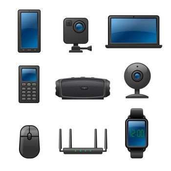 Illustration of the electronics devices and gadgets icons
