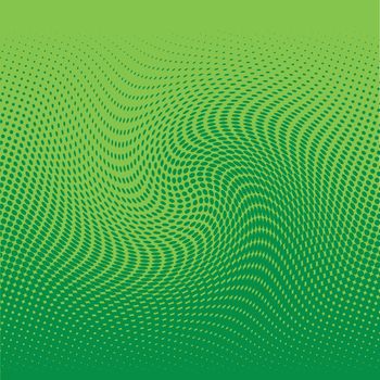 Color halftone in cool green tints. The shape is a twist