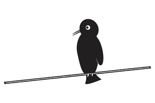 Cartoon Bird. Pictogram of a cartoon bird standing sitting on stick wire branch illustration isolated on a white background. EPS Vector