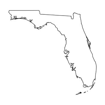 Florida FL state Maps. Black outline map isolated on a white background. EPS Vector