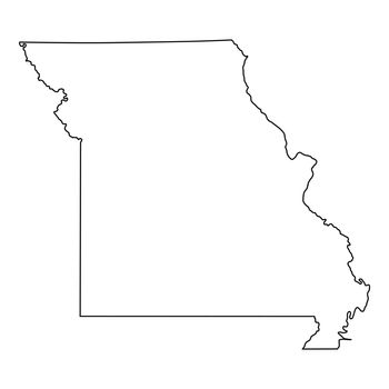 Missouri MO state Maps. Black outline map isolated on a white background. EPS Vector