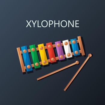 Colored xylophone icon, vector illustration