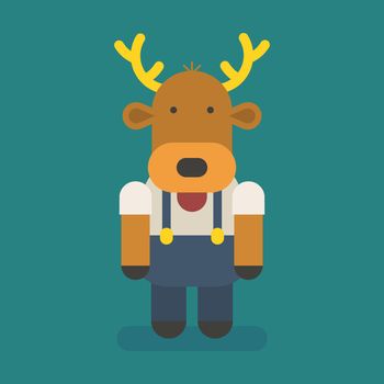 Funny character deer. Vector character. Vector Illustration
