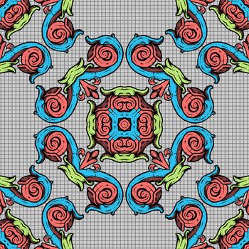 Ornament colorful vintage pattern vector background template tile