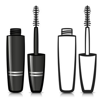 Vector illustration of mascara design and icon