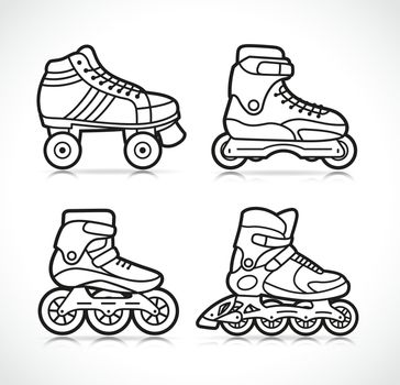 Vector illustration of roller skate icon set