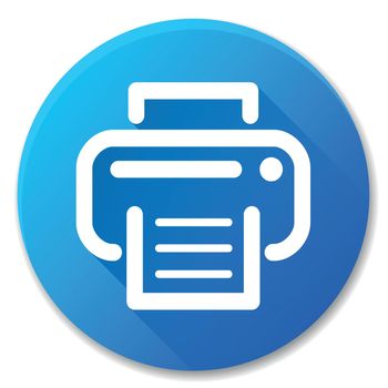 Vector illustration of printer blue circle icon