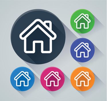 Illustration of home circle icons with shadow
