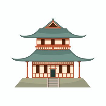 Pagoda icon in cartoon style isolated on white background. Buddhist temple