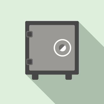 Security safe icon in flat style on a light blue background