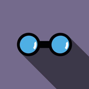 Binocular icon in flat style on a violet background