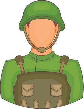 Soldier icon in cartoon style on a white background