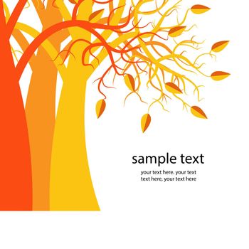 Orange trees in the autumn. A vector illustration.