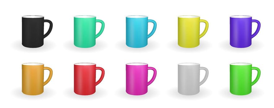 Realistic red mug on a white background. 3D rendering. Vector Illustration. EPS10