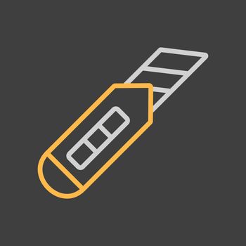 Construction utility knife vector flat icon on dark background. Construction, repair and building. Graph symbol for your web site design, logo, app, UI