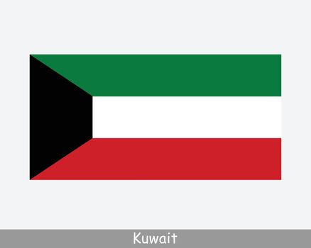 National Flag of Kuwait. Kuwaiti Country Flag. State of Kuwait Detailed Banner. EPS Vector Illustration Cut File