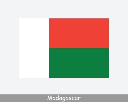 National Flag of Madagascar. Malagasy Country Flag. Republic of Madagascar Detailed Banner. EPS Vector Illustration Cut File