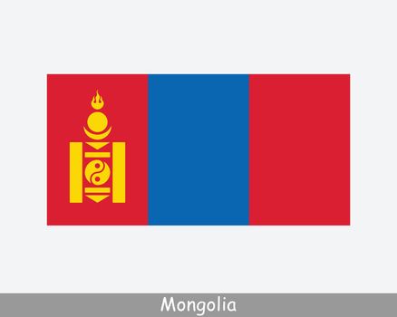 National Flag of Mongolia. Mongolian Country Flag. Mongol Detailed Banner. EPS Vector Illustration Cut File