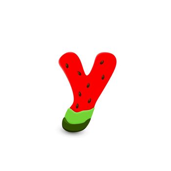 Watermelon letter Y, 3d vector icon over white background