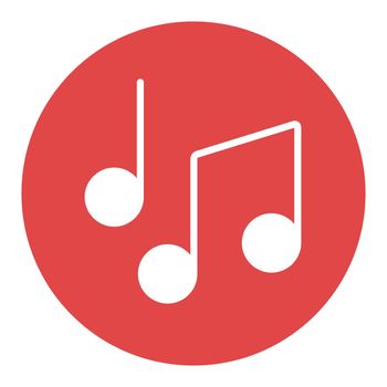 Music notes, song, melody or tune flat vector white glyph icon. Graph symbol for music and sound web site and apps design, logo, app, UI