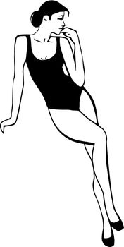 Attractive sexy woman in swimming suit. Vector Illustration