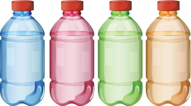Illustration of the bottles of safe drinking water on a white background