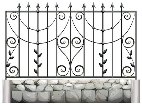 Illustration of a steel fence on a white background
