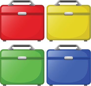 Illustration of the colourful bags on a white background