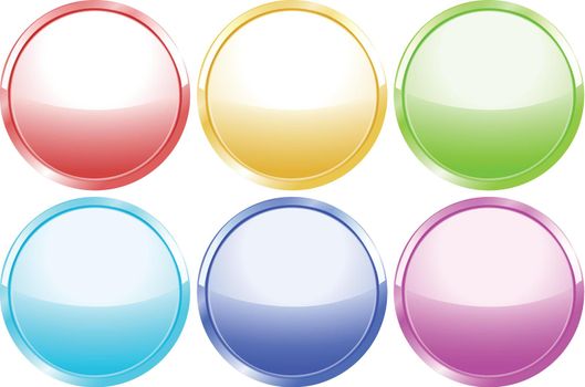 Illustration of the colorful round web buttons on a white background