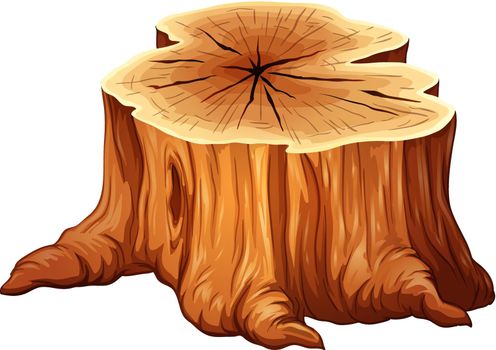 Illustration of a big tree stump on a white background