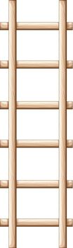 Illustration of a wooden ladder on a white background