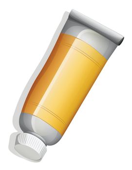 Illustration of a topview of an orange medicinal tube on a white background