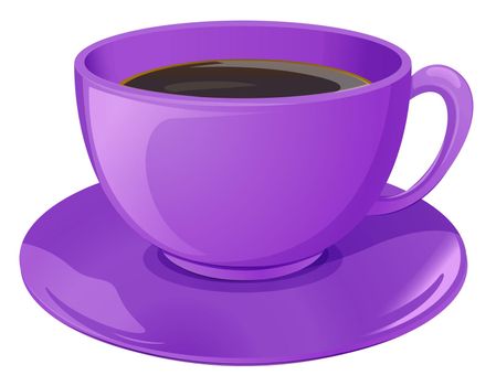Illustration of a violet cup with coffee on a white background