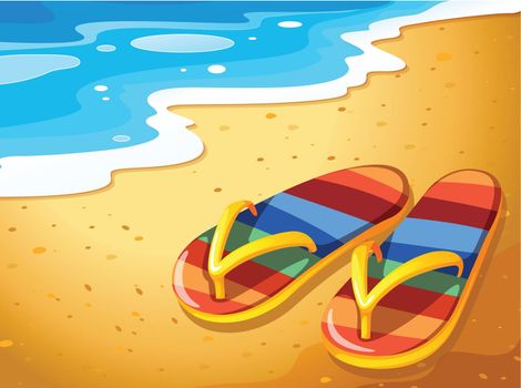 Illustration of a pair of sandals at the beach