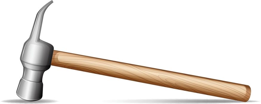Illustration of a wooden hammer on a white background
