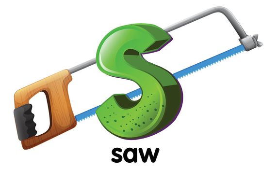 Illustration of a letter S for saw on a white background