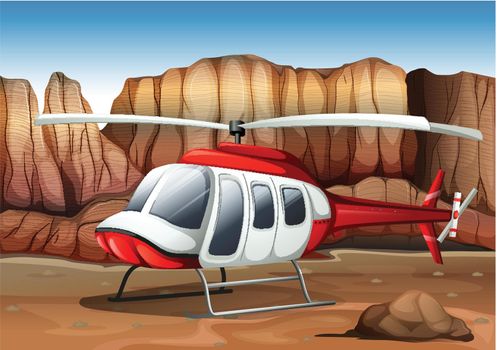 Illustration of a helicopter landing at the ground
